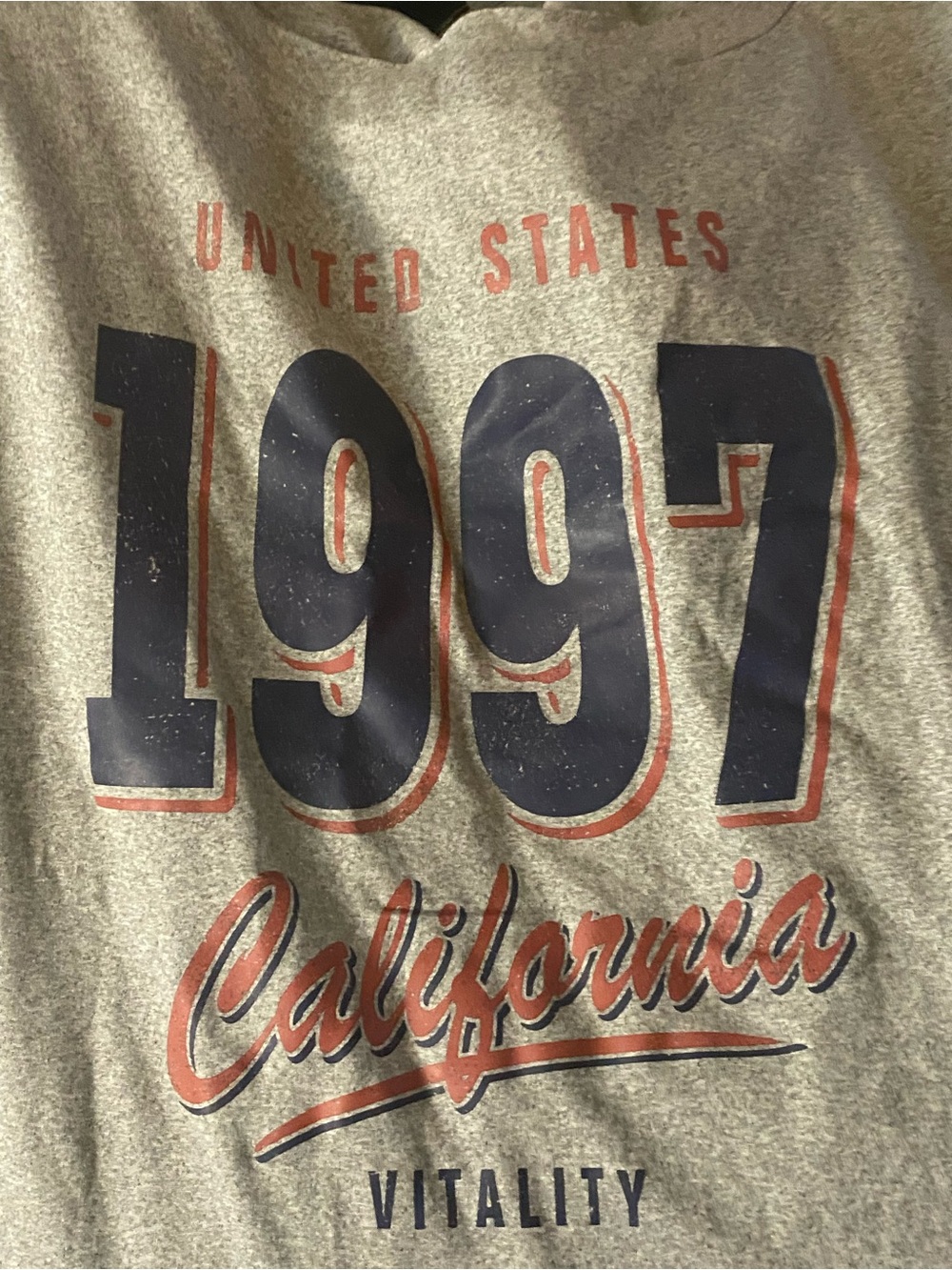 SHEIN Gray Graphic Tee with Navy & Red '1997 California' Print